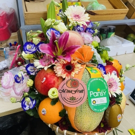 Mẹt trái cây và hoa cúng MNM001